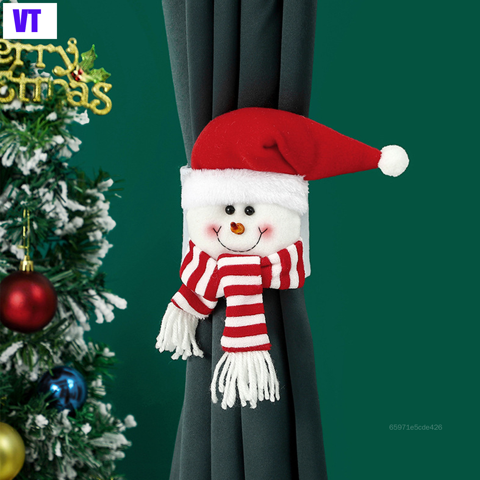 VT Curtain Tieback Plush Christmas Santa / Elk / Snowman / Penguin Doll Drapery Holdback Seasonal Gifts for Festival VT-MY