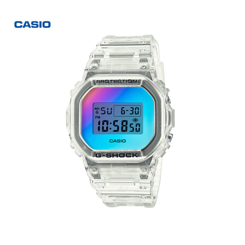 Casio DW-B5600G đầy màu sắc Laser cầu vồng Gradient vuông nhỏ nam và nữ giải trí đồng hồ thể thao DW-5600 G-SHOCK