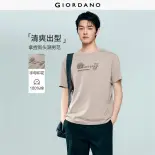 GIORDANO Men T-Shirts 100% Cotton English Print Tee Crewneck Short Sleeve Fashionable Casual T-Shirts 13096307