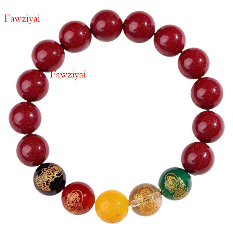 Five Way God Of Wealth, Cinnabar For Both Men Women, Snake Year Protection, Wealth Transfer, Pearl Style Cultural And Playful Bracelet Fawziyai-Cb