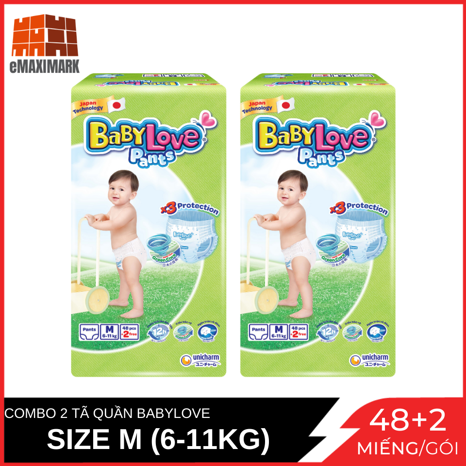 Combo 2 Tã Quần BabyLove Pants Size M (6-11KG) Gói 48 + 2 Miếng