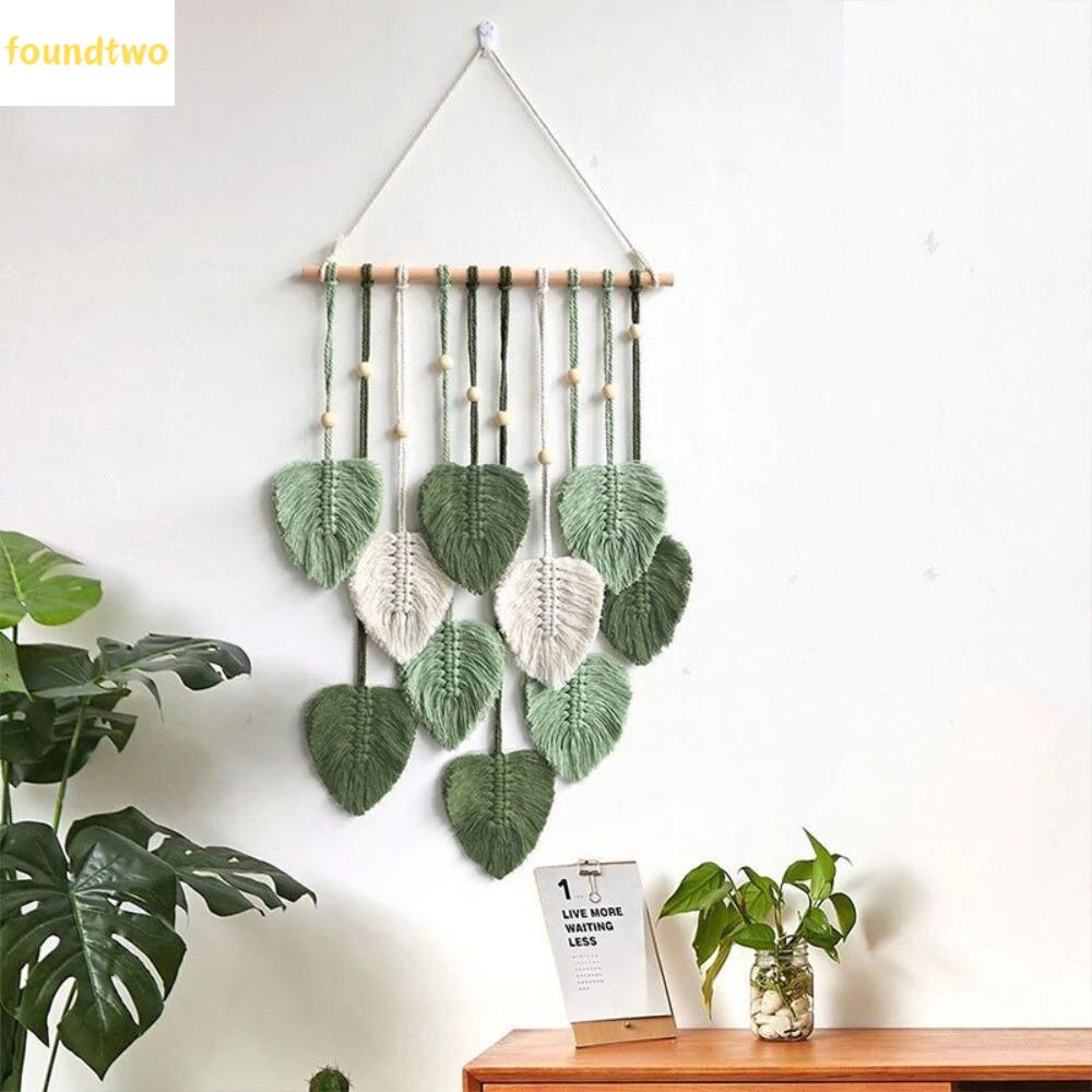 TIRRALIRRA ผ้าฝ้าย ตกแต่งผนังสไตล์โบฮีเมียน ทำด้วยมือ แมคราเม่ จี้แขวนผนัง งานฝีมือ ความสวยงาม ผ้าแขวนผนังลายใบไม้ ของตกแต่งบ้าน ราคา 204 บาท*ส่งฟรี