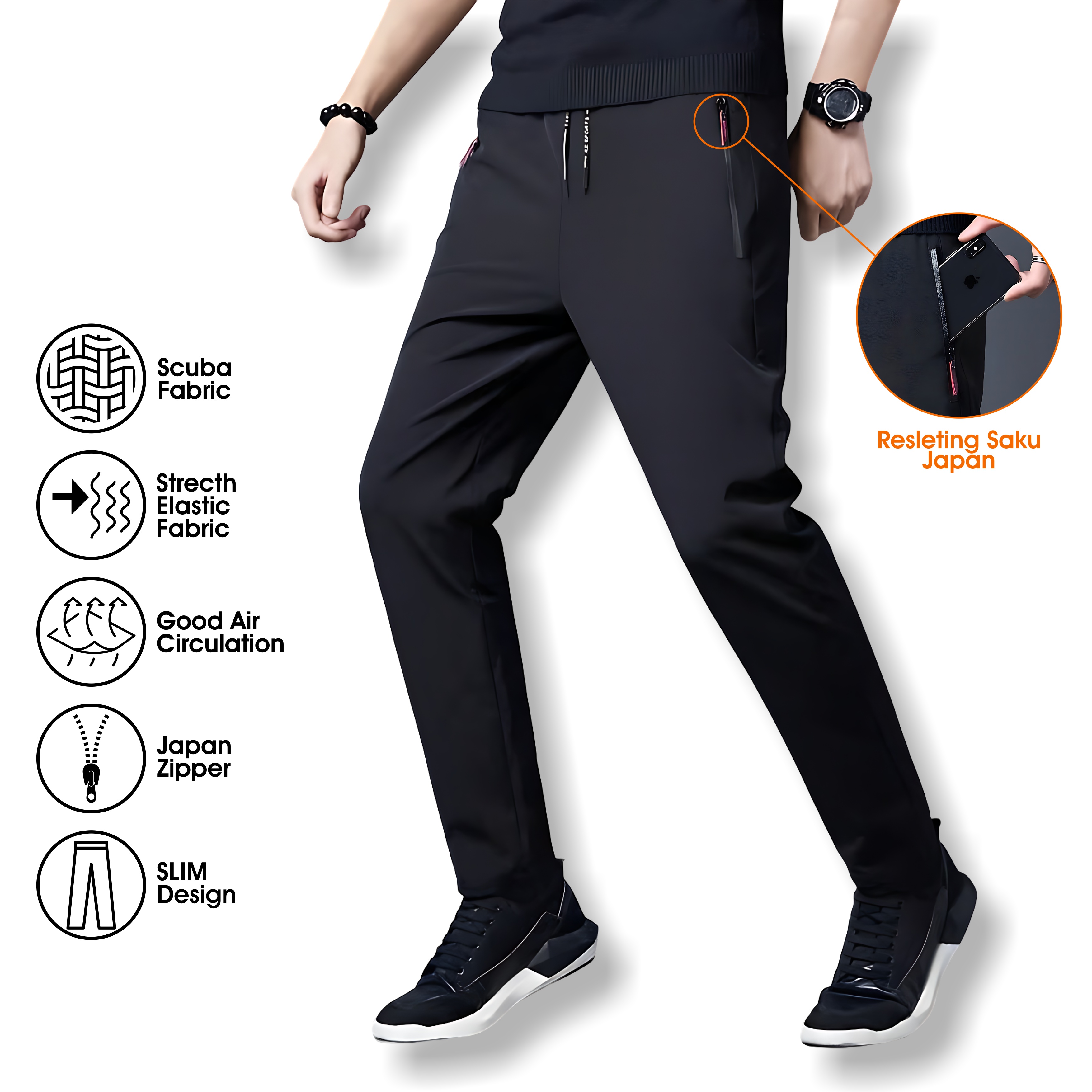 Celana Pria Saku Ritsleting Celana Cargo Kasual Olahraga Elastisitas Cepat K8021A - Merek Tidak Ada Merk Harga 96,999 rupiah*Gratis Ongkir