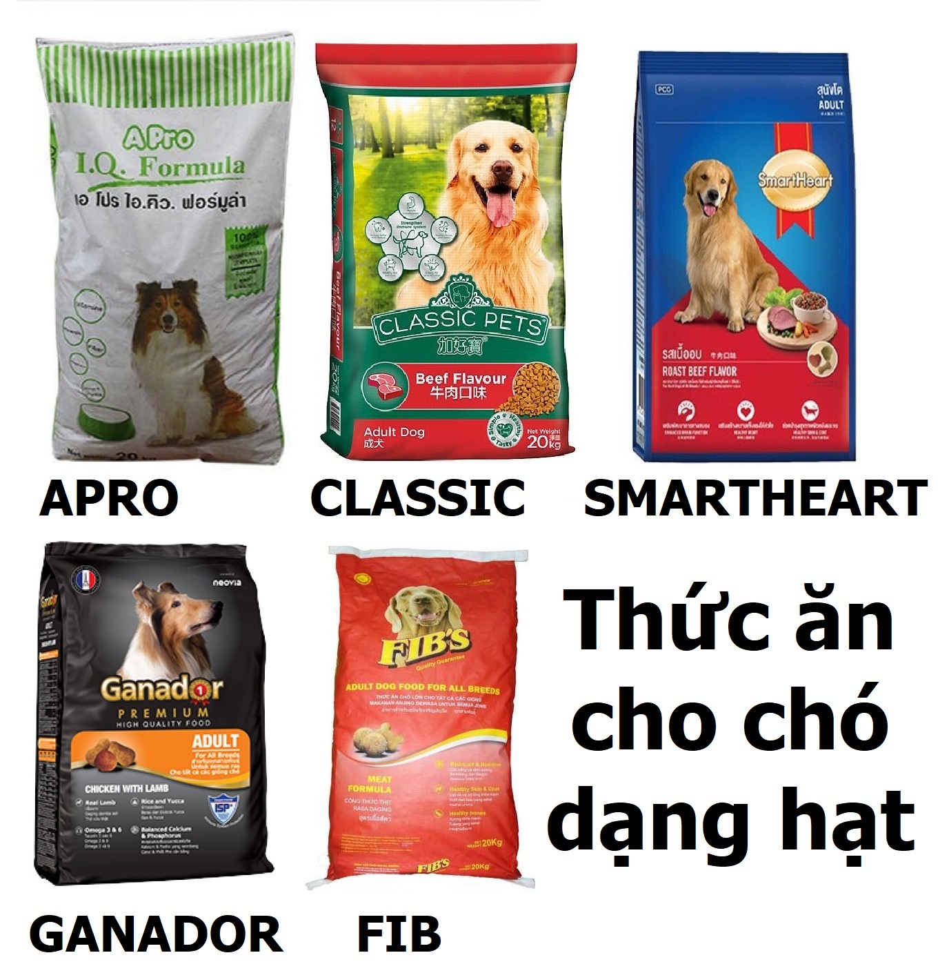 Hanpet - Bao 20kg Thức ăn cho chó hạt Smartheart Classic Apro Fib Ganador