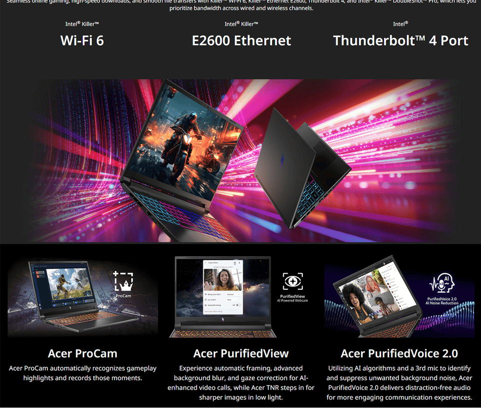 Acer Nitro V16S AI 715L | 16" WUXGA 180Hz | Intel Core 7 240H | 16GB DDR5 | 512GB SSD | RTX 5060 8GB | W11 12 8fd614ae17a00f58958fba296a017151