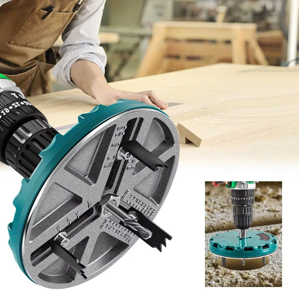 (GIÁ TÔT) Dụng cụ khoét lỗ gỗ 45-130mm có điều chỉnh gắn máy khoan ,độ sâu khoét tối đa 30mm , khoét gỗ thạch cao