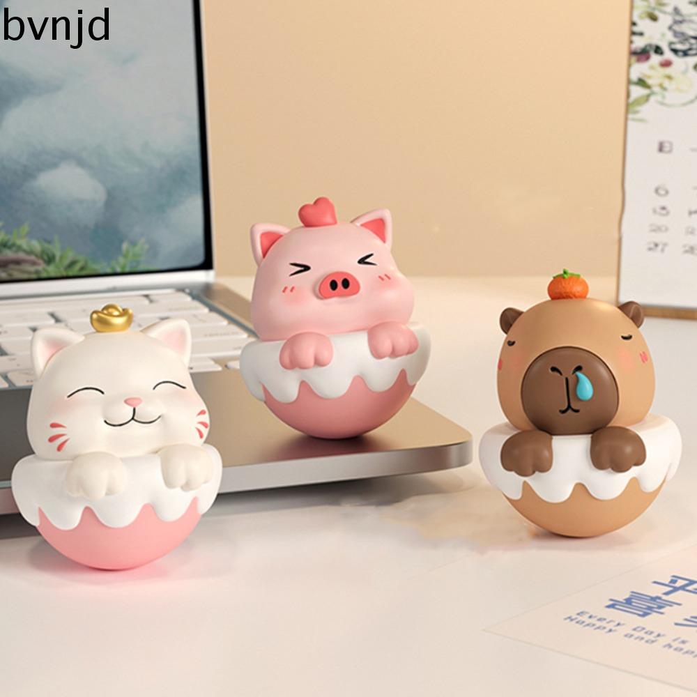 BVNJD Gấu dâu tây Đồ chơi mô hình capybara Cốc vại hình động vật Mèo may mắn Mô hình cốc capybara Mô