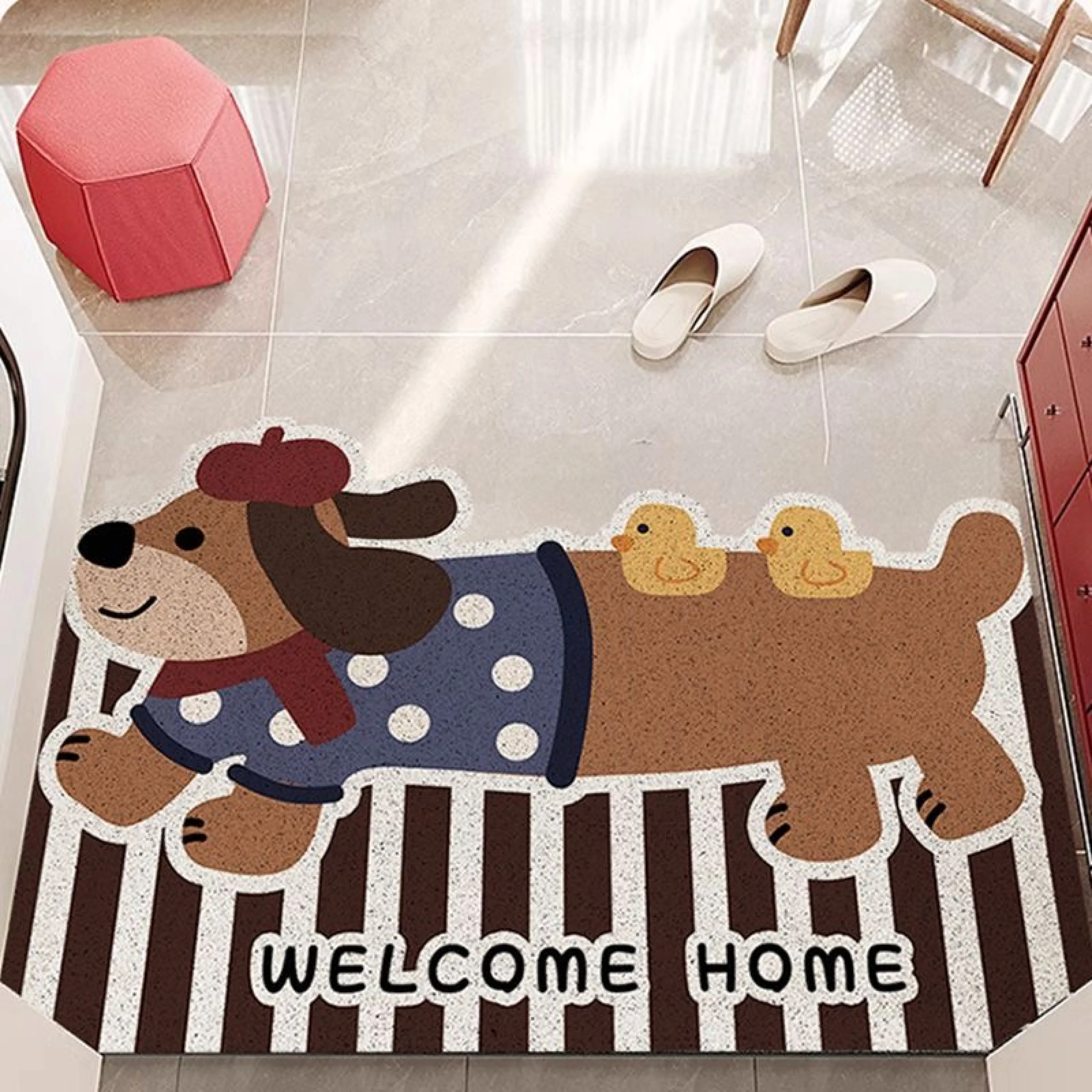 พรมดักฝุ่น พรมเช็ดเท้า พรมกันลื่น ลายน่ารัก ตัดเองได้DIY ไม่เลอะง่าย pvcกันลื่นดี
