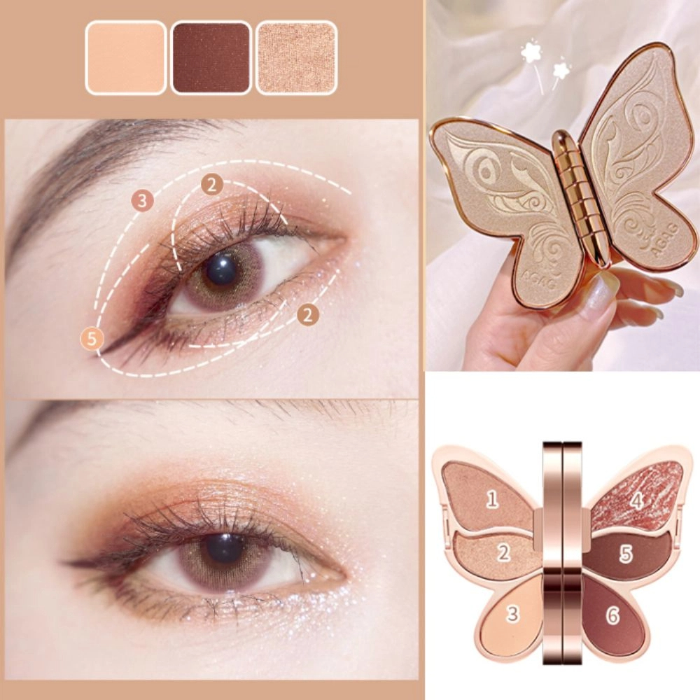 ELSFL Hình dạng bướm Bảng phấn mắt Mờ Bền bỉ Bảng phấn mắt lấp lánh Vẻ đẹp Làm sáng Phấn mắt tông đất Phụ nữ - 3