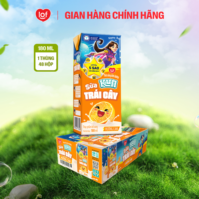 Sữa trái cây KUN vị cam thùng 48 hộp x 180ml