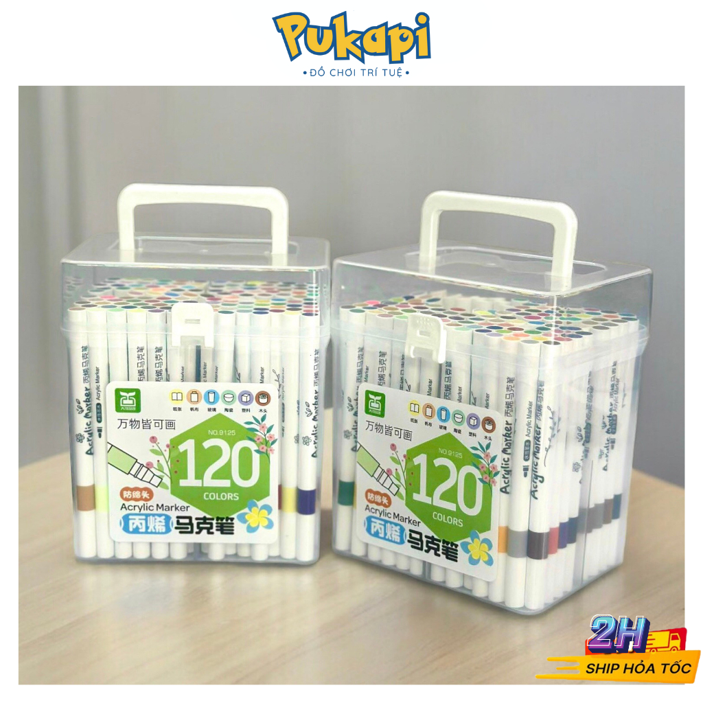 Bút màu acrylic màu marker màu acrylic bút lông màu bút màu acrylic marker 12 24 36 48 60 80 120 màu vẽ được trên nhiều bề mặt giá rẻ - đồ chơi cho bé pukapi
