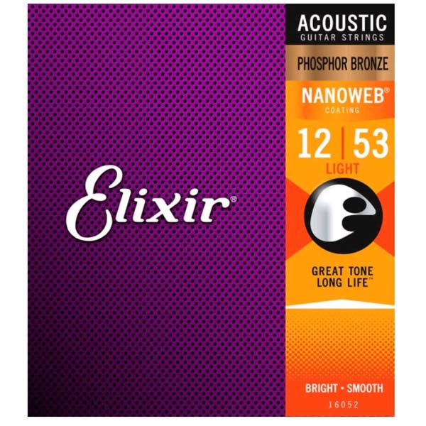 กีตาร์โปร่ง กีตาร์ไฟฟ้า อูคูเลเล่เสียงกังวานใส Elixir Nanoweb สายกีตาร์อะคูสติก Phosphor Bronze 10/11/12 เครื่องวัด 16002 16027 16052 16102 ราคา 399 บาท*ส่งฟรี