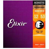 Elixir Nanoweb Acoustic Guitar Strings Phosphor Bronze 10/11/12 Gauges 16002 16027 16052 16102