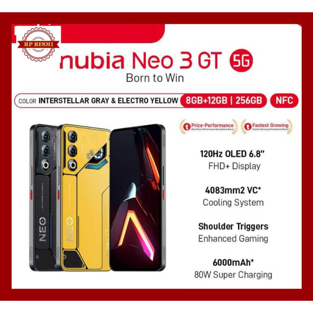 Nubia Neo 3 GT 5G 8/256GB Garansi Resmi Harga 2,705,000 rupiah*Gratis Ongkir