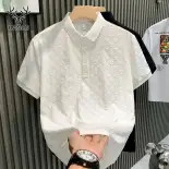 Hanlu Áo polo thời trang phong cách Hàn Quốc Áo thun in đơn giản áo polo thường ngày có ve áo cho nam tay ngắn công sở thường ngày