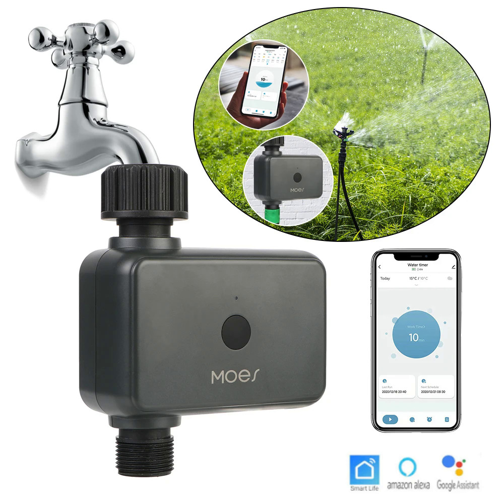 Thông minh Alexa Bluetooth Wifi tuya Pin hoạt động tưới nước hẹn giờ điện tử tự động tưới vườn thủy lợi điều khiển
