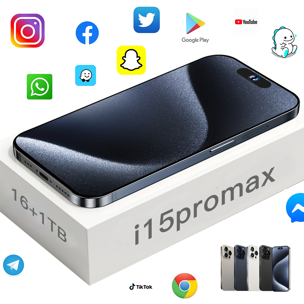 Sản phẩm phổ biến i15 Pro Max 7.3 inch RAM 12GB+ Rom 256GB 5G Điện thoại giá rẻ, 2 SIM Hỗ trợ hệ thống định vị GPS Điện thoại Android giá rẻ