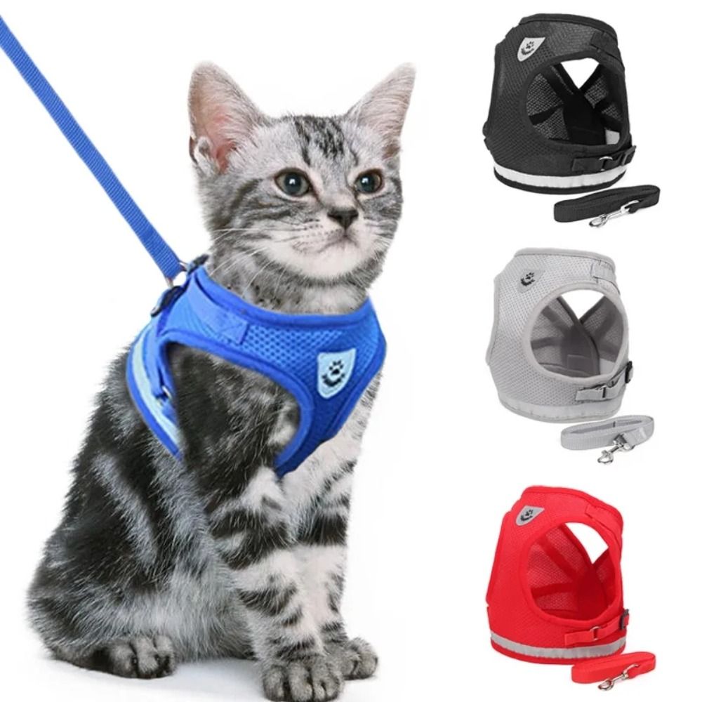 KZNAQQ Polyester Cat Dog Harness Mesh Adjustable Pet Vest Harness Pet