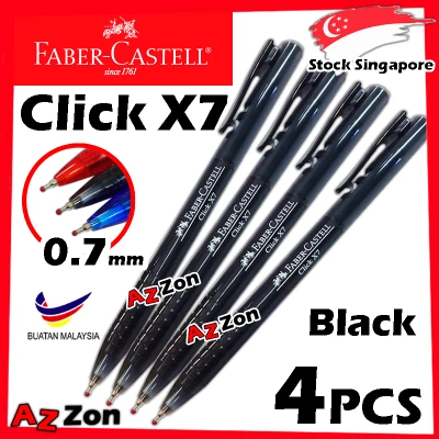 Faber Castell Click X7 Ball Pen (Black) 0.7mm Needle Point Retractable Super Smooth1422 Faber-Castell