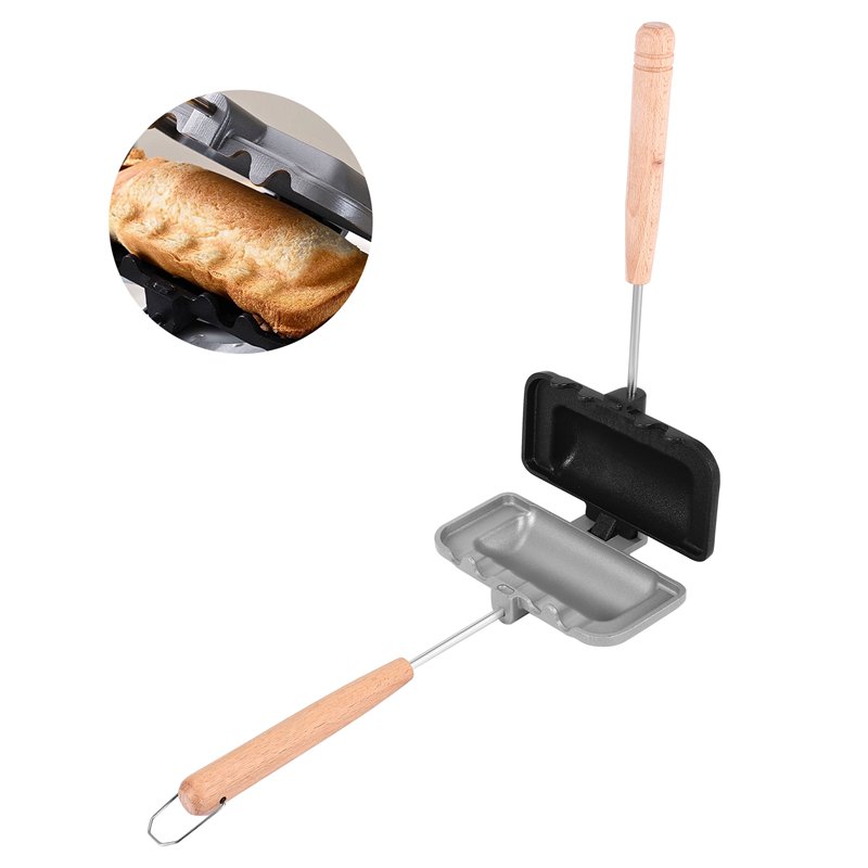 Hot Dog Toaster Double-Sided Sandwich Baking Pan Camping Frying Pan Cheese Maker Sandwich Maker Flip Pan