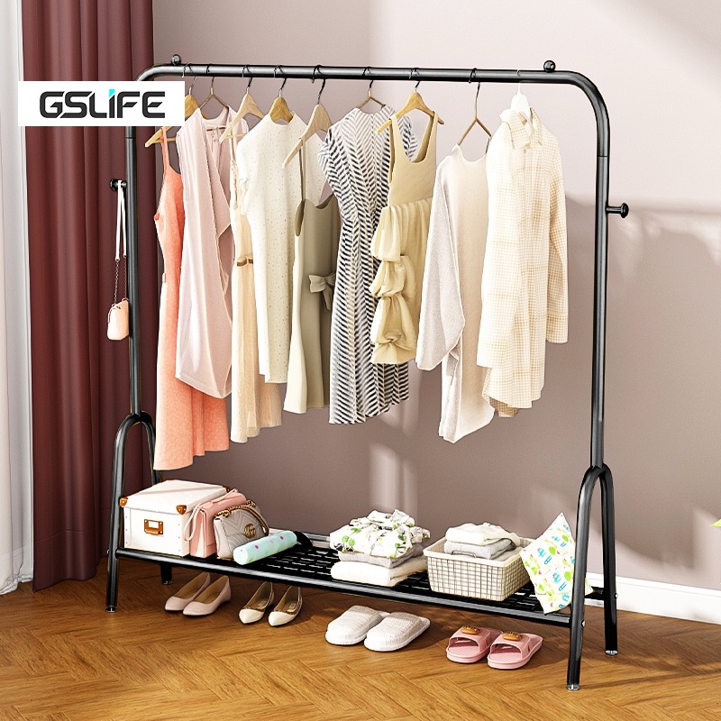 Gslife kệ treo quần áo có bánh xe xoay 360 độ đa năng-kệ đa năng treo quần áo và đựng đồ tiện lợi