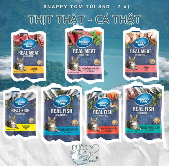 (Combo 15-50) Pate SnappyTom Real Fish & Real Meat 85g Cho Mèo