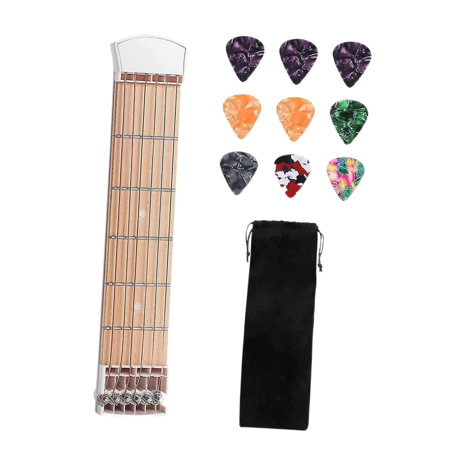 BNMUSIC Pocket Guitar 6 Strings Fingerboard Mini with Storage Bag Portable for Beginner Lightweight Useful Easy to Use Practice Neck - 1
