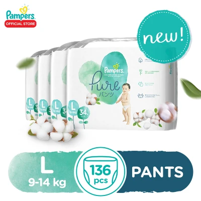 Pampers Pure Protection Pants - L34x4packs - 136 pcs - Large Diapers (9 - 14kg)