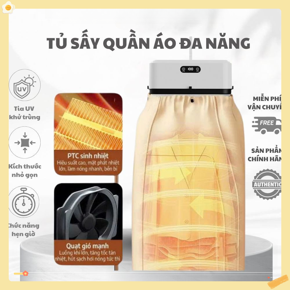 Tủ sấy quần áo đa năng ANKO có tia UV khử trùng Máy sấy quần áo nhỏ gọn dễ dàng mang đi du lịch