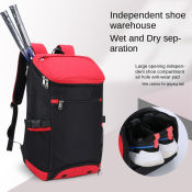 25L Badminton Backpack with Tennis Bag and Shoe Compartment