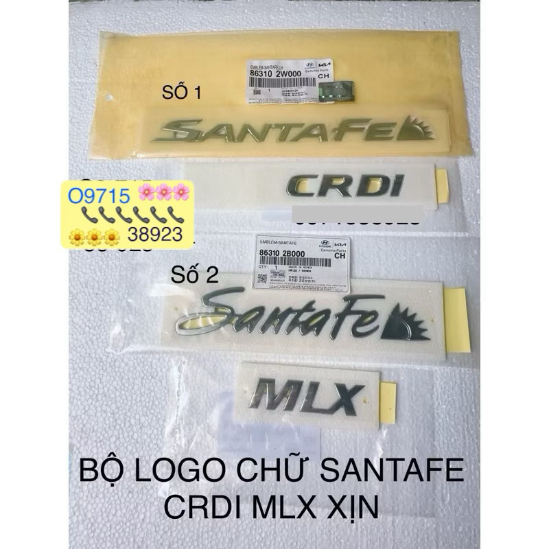 BỘ CHỮ SANTAFE MLX CRDI XỊN 86310-2B000 86313-2B010 kèm ảnh thật