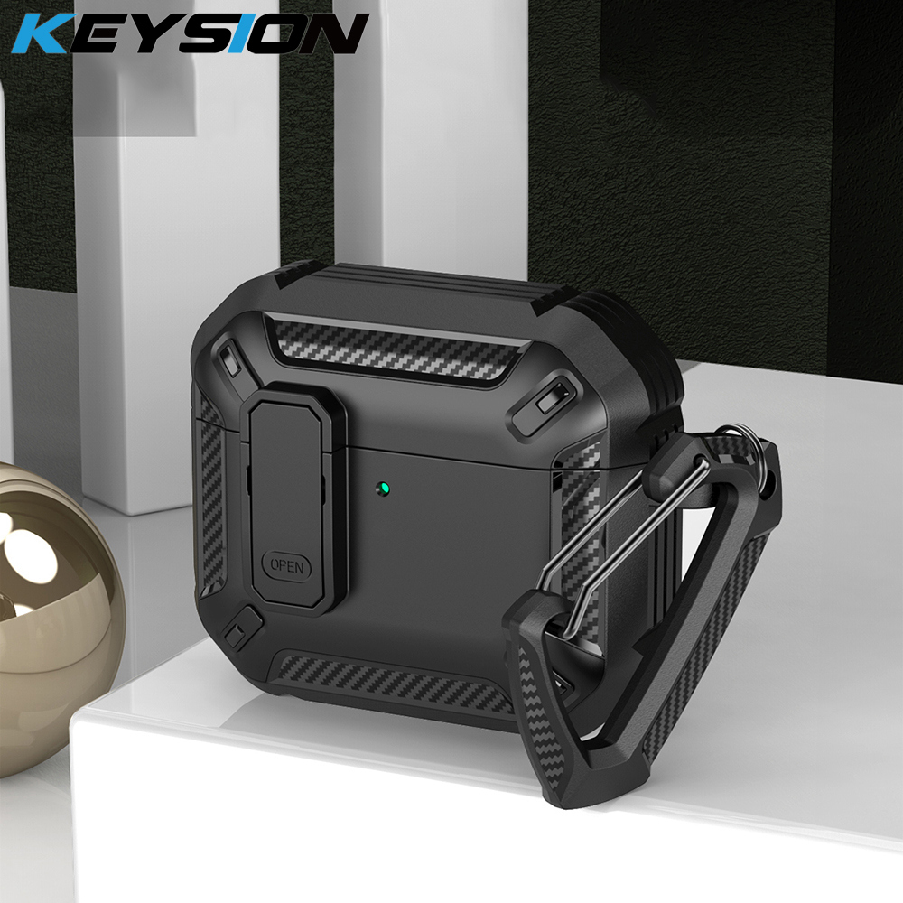 KEYSION Luxury Bluetooth Earphone Case for AirPods 4 Soft Silicone+PC With Hook+Switch Shockproof Cover for Apple AirPods 4th ราคา 80 บาท*ส่งฟรี