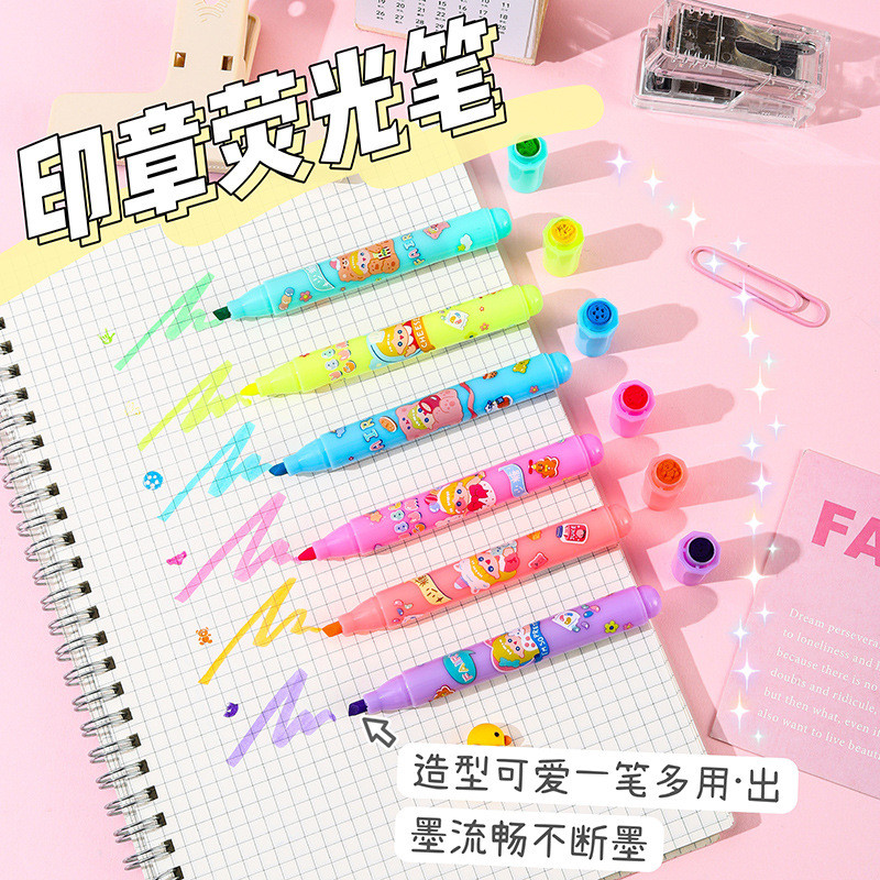 Creative Jelly Single-Head Seal Highlighter Cartoon Multicolor Student Marking Key Color Marker