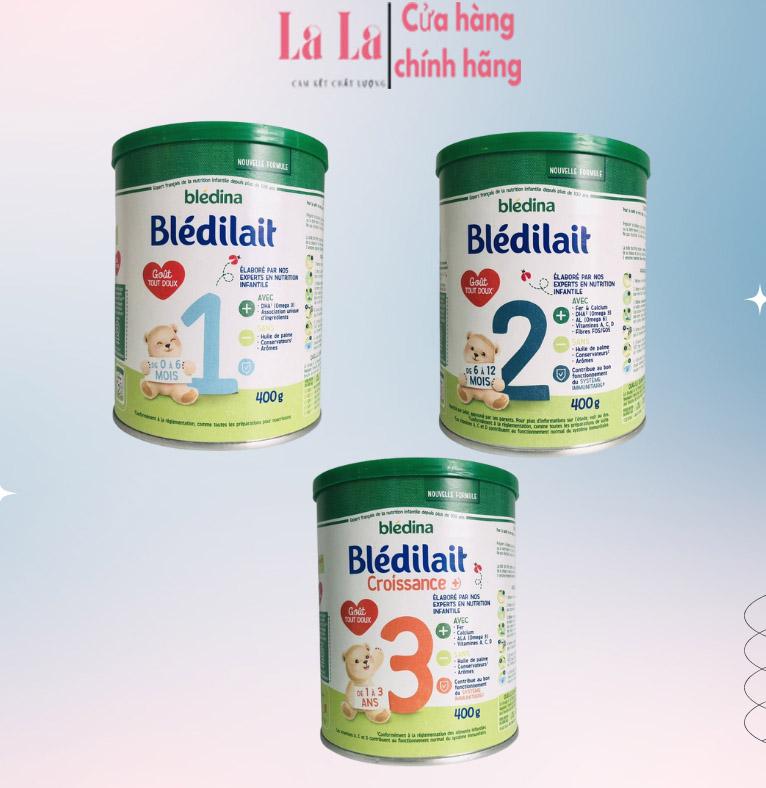 Sữa bột Bledilait Bledina Pháp số 1 2 3 4 trọng lượng 400g, 900g cho bé. Date 2024