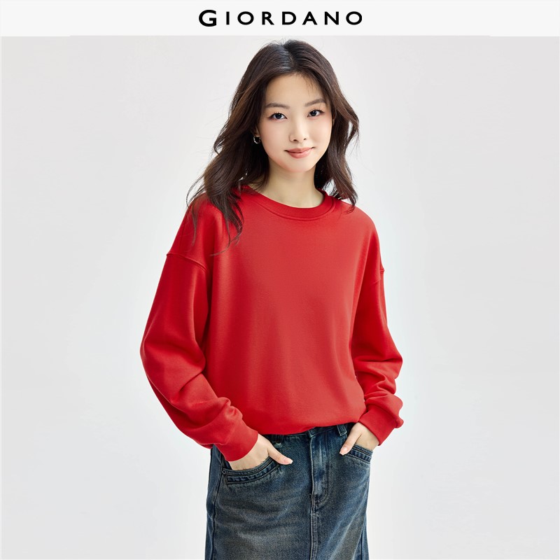 GIORDANO Women Sweatshirts Thick Fleece-Lined Sweatshirts Crewneck Fashionable Casual Loose Sweatshirts 18325053 ราคา 1,589 บาท*ส่งฟรี