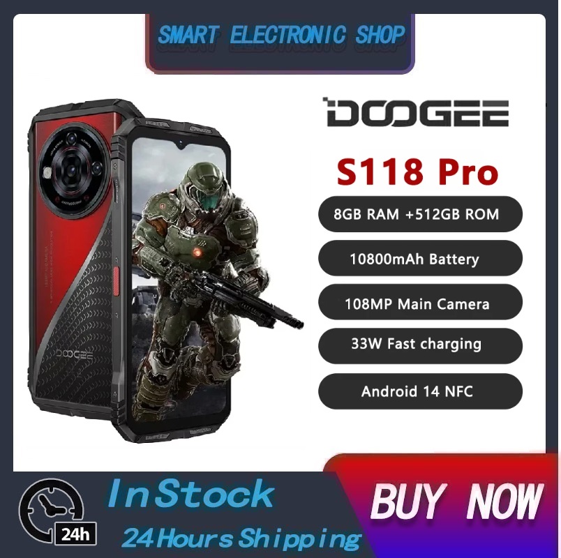 DOOGEE S118 Pro 5G Rugged Smartphone10800mAh Battery 8GB RAM 512GB ROM Mobile Phone Android 14 6.6'' FHD 120Hz Cellphone NFC ราคา 10,500 บาท*ส่งฟรี