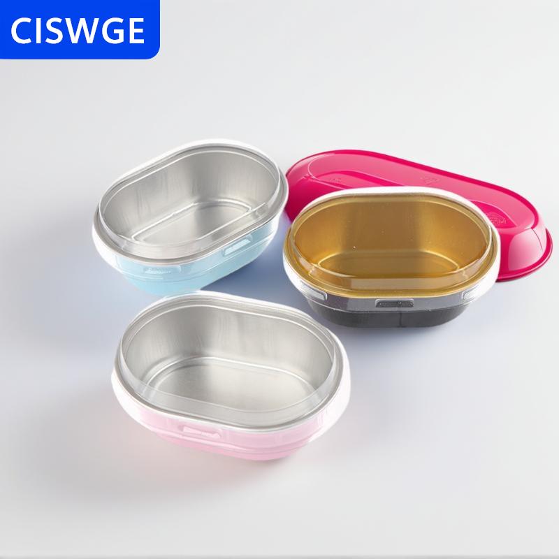 [COD] CISWGE  10pcs nhôm lá mỏng bánh container cupcakes Chảo lót với nắp đậy chịu nhiệt lá nướng ly dễ dàng để sử dụng công cụ nhà bếp