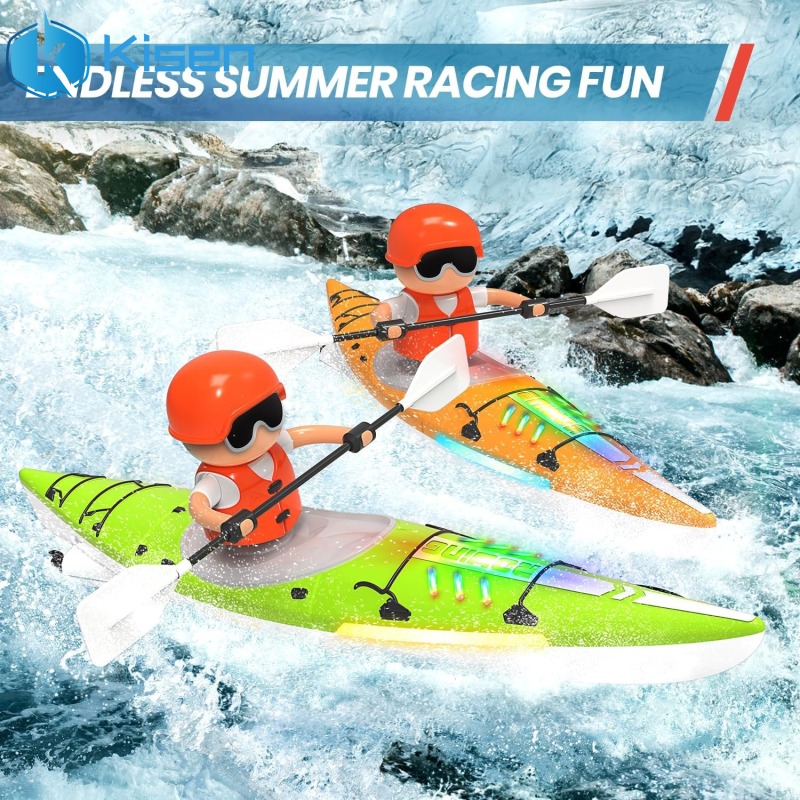 RC Kayak Boat 2.4 Ghz Remote Control Boat Toy With Colorful LED Lights For Lake Pool Gifts For Boys Girls ราคา 436 บาท*ส่งฟรี