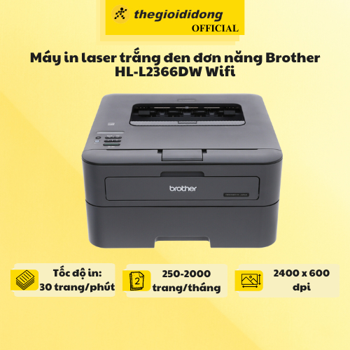 Máy in laser trắng đen đơn năng Brother HL-L2366DW Wifi