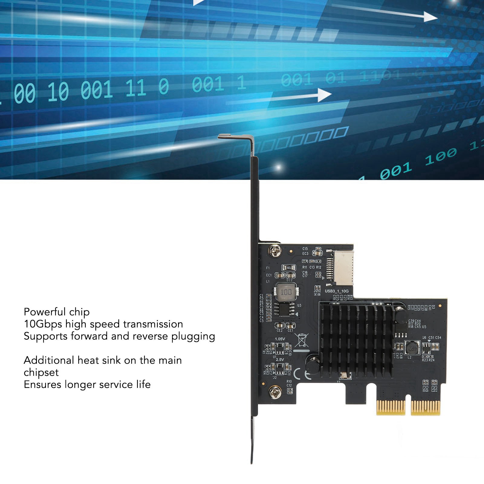 Garosa Thẻ chuyển đổi PCIe sang USB 3.2 Gen 2 Loại C Thẻ mở rộng bên trong mặt trước 10Gbps Tốc độ cao cho ASMeida ASM3142 10Gbps Điều khiển chính Giá 692,000 Đồng*Miễn phí vận chuyển