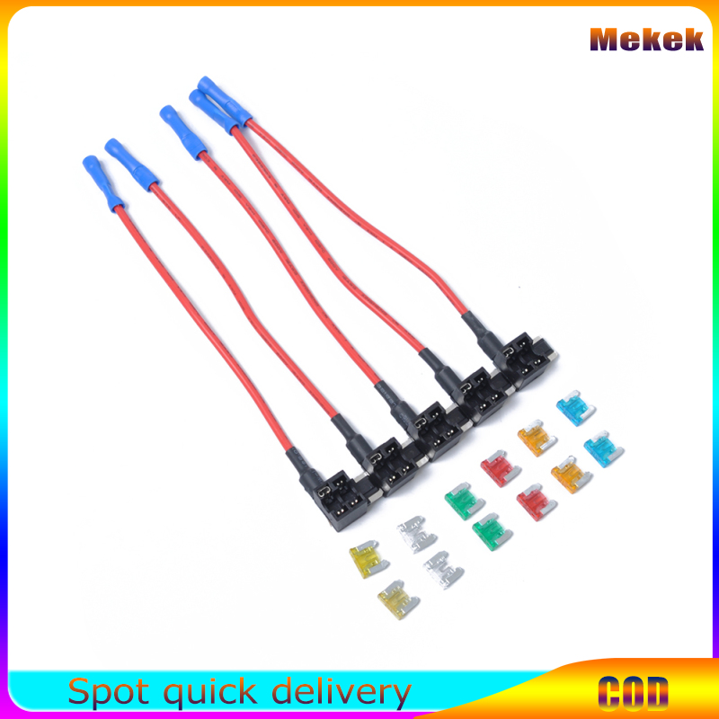 5 x mini add-a-mạch xe ô tô thả thấp Kiểu tấm trong dòng Bộ giữ cầu chì với 12 cái cầu chì