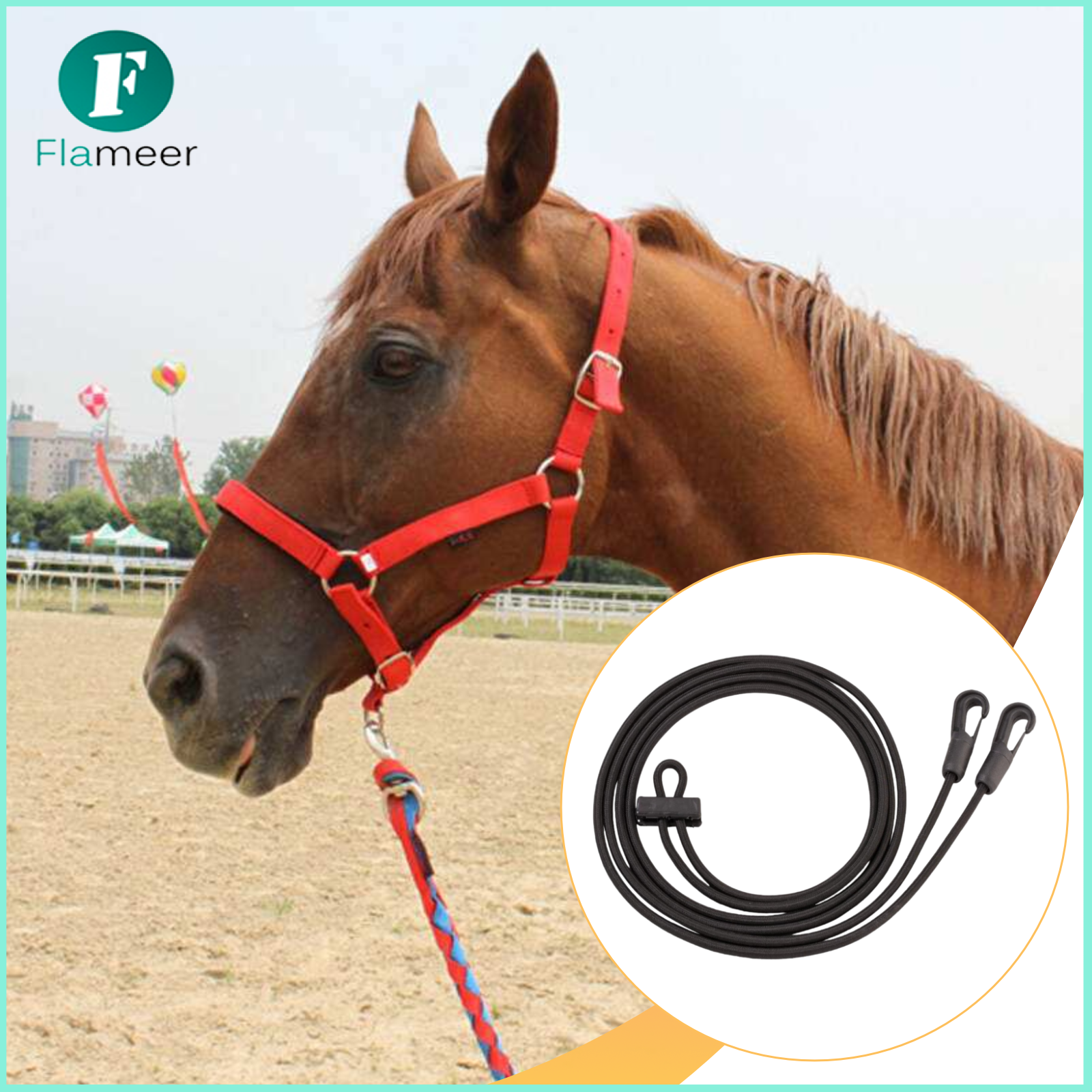 Flameer Horse Reins Pulling Training Rope 3M Flexible Harness Professional Headcollar Neck Stretcher Grooming Hot Horse Use ราคา 8,307 บาท*ส่งฟรี