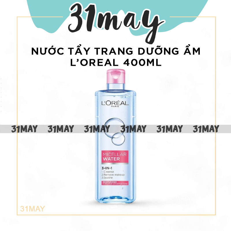 Nước Tẩy Trang Loreal Paris Màu Hồng Micellar Water Moisturing 400ml Chính Hãng - Nước Tẩy Trang Dưỡ