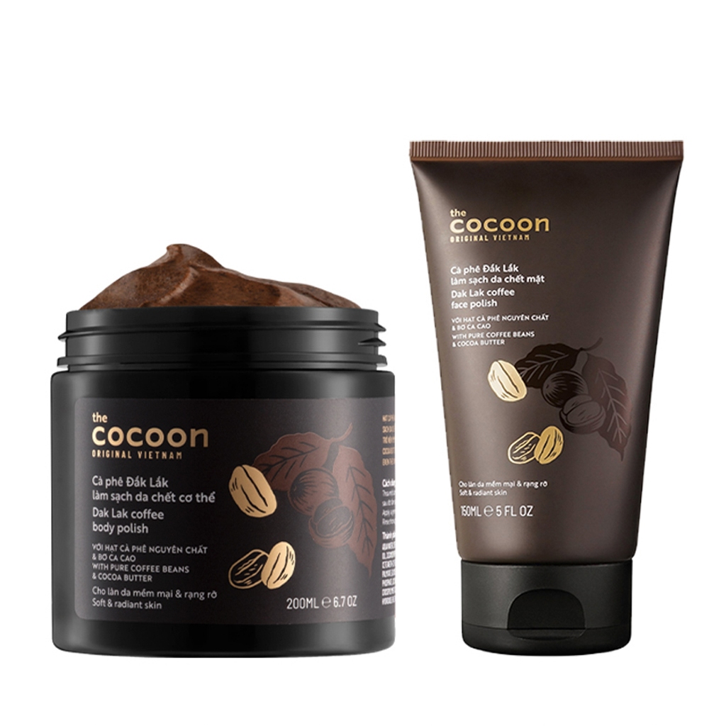 Tẩy da chết cho mặt, cho body Cocoon Chiết xuất cà phê Đắk Lắk, cấp ẩm cho da, giúp da mềm mịn