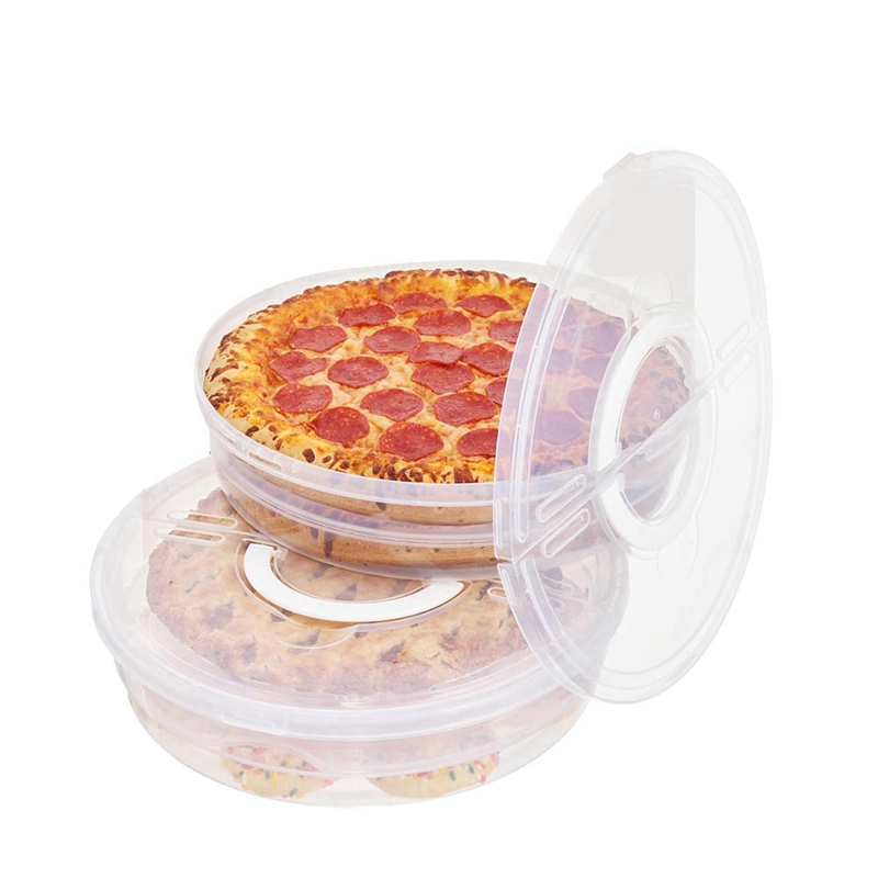 Reusable 12-Inch Pie Carrier with Lid and Divider, 2-Pack Pizza Storage Container, Expandable Design with Handle
