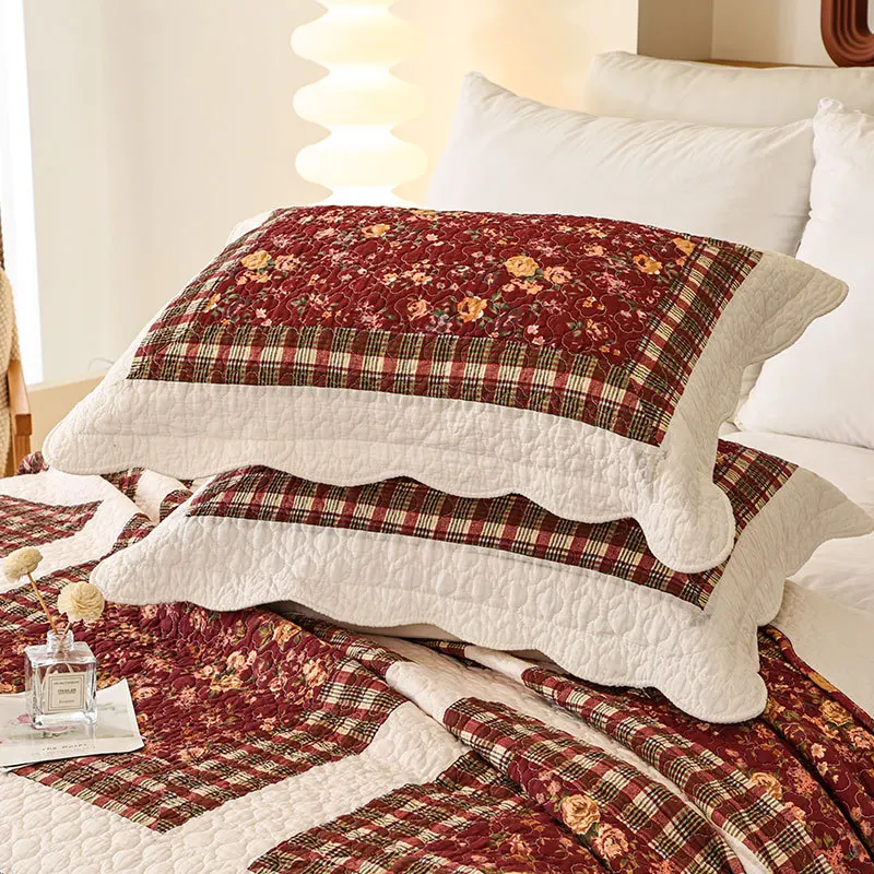 （Neues Produkt）CHAUSUB Neues Patchwork-Quilt-Set aus Baumwolle, 3-teilig, Tagesdecke auf dem Bett, bestickte Bettdecke in Queen-Size-Größe, gesteppter Bettbezug als Bettdekor
