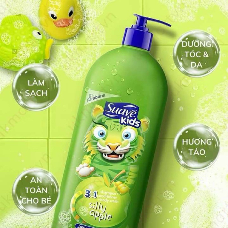 [ 1180ML ] Tắm gội xã SUAVE kid 3in1 1180ML MỸ