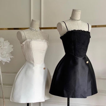 Váy đầm tafta cúp ngực dáng ngắn, váy 2 dây cúp ngực, đầm quây body, ngực xếp ly thiết kế dự tiệc,đi sự kiện cao cấp