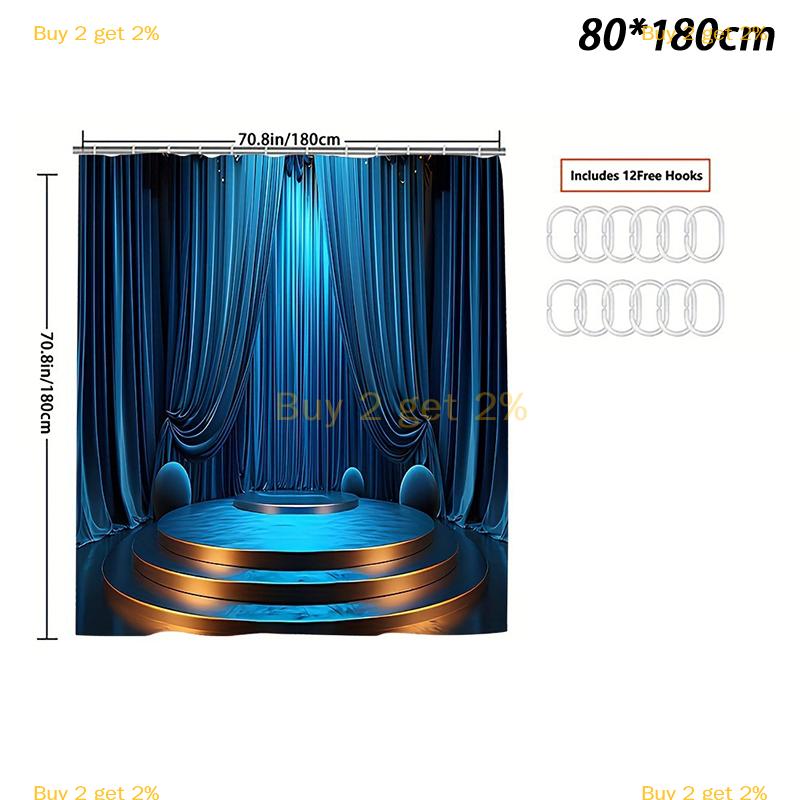 [JW] Waterproof Golden Swan Shower Curtain Mildew Resistant Polyester Bathroom Curtain With Rustproof Grommets Home Decor - 9
