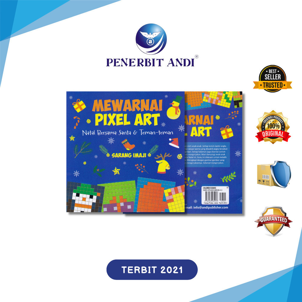 Penerbit Andi - Buku Mewarnai Pixel Art-Natal Bersama Santa dan Teman-teman
